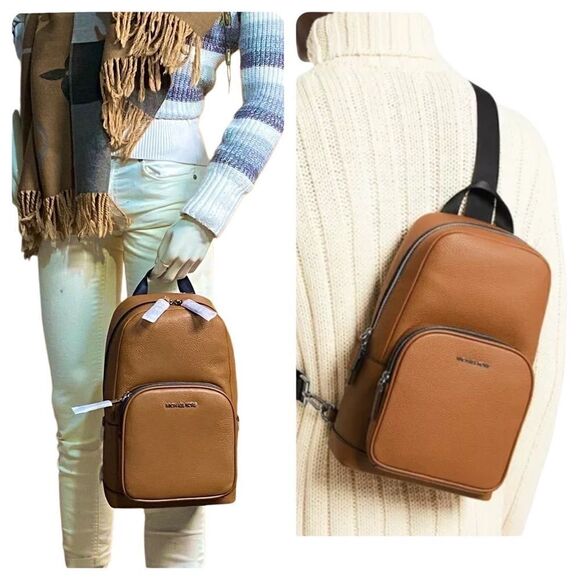 MICHAEL KORS Sling Backpack MK signature Bag 💼 Brown - Picture 3 of 10